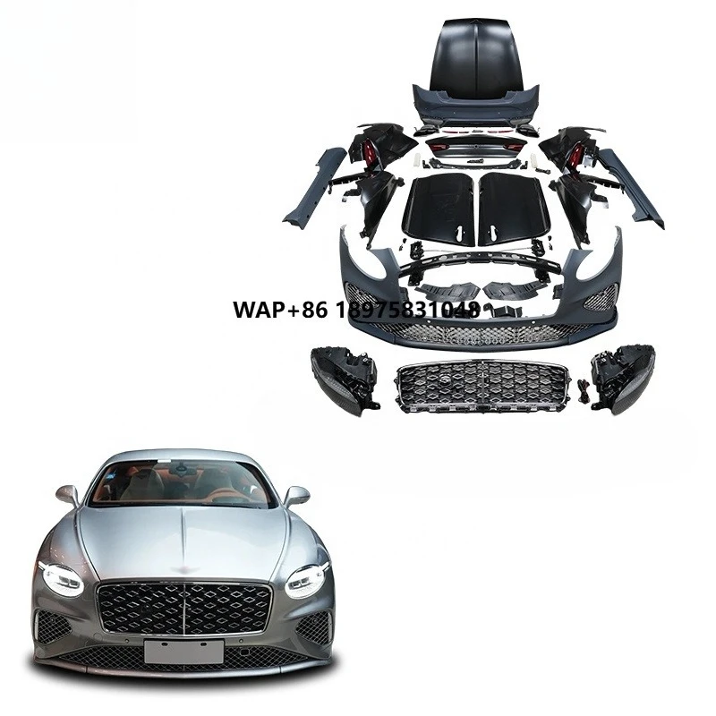 For Continental GT Coupe 2004-2019 Old to New 2025 Model Body Kit PP+Iron Material Car Bumper Headlight Side Fender
