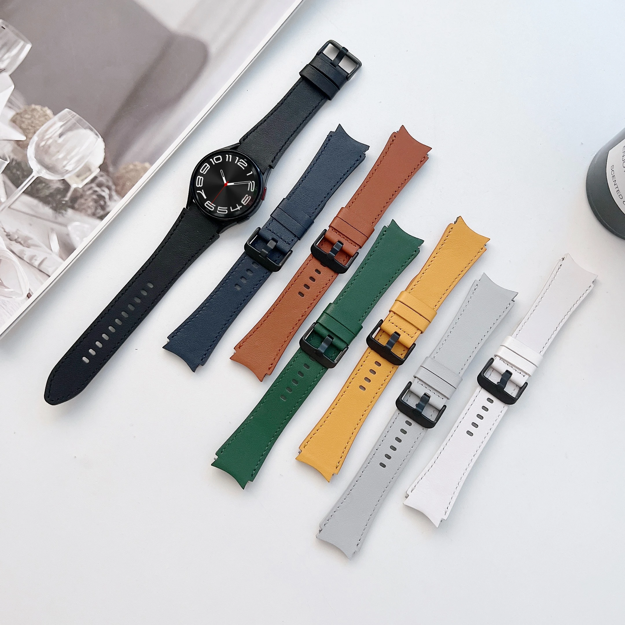 Leather strap For Samsung Galaxy watch 6 5 4 40mm 44mm 45mm High quality watch wristband For Galaxy watch 6 4 Classic 43mm 47mm