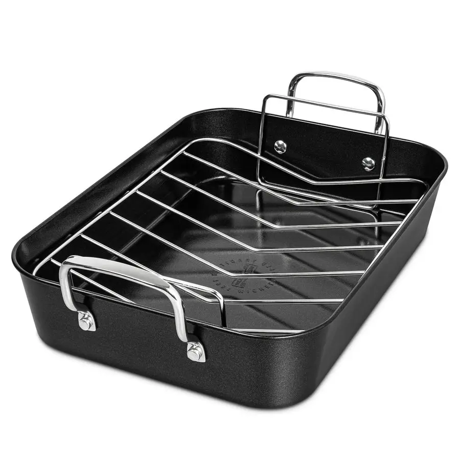 

Roasting Pan with Rack, Carbon Steel Turkey Roasting Pan for Oven and Induction, Nonstick Turkey Roaster Pan with Stainless Stee