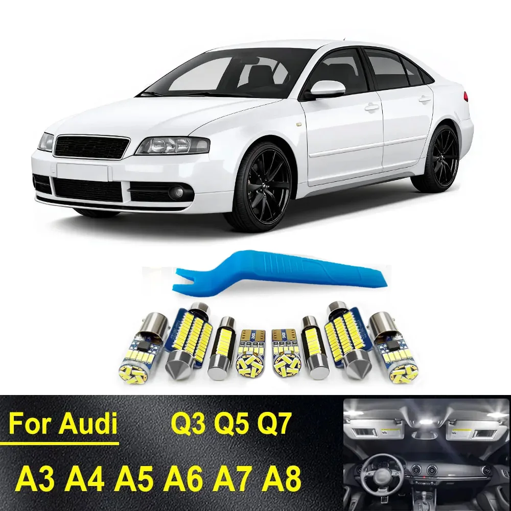 Canbus LED Lights Kit Package Fit For Audi A3 8P 8V 8L A4 B5 B6 B7 B8 A5 8T A6 C5 C6 C7 A7 A8 D2 D3 A1 8X A2 Q3 Q5 Q7