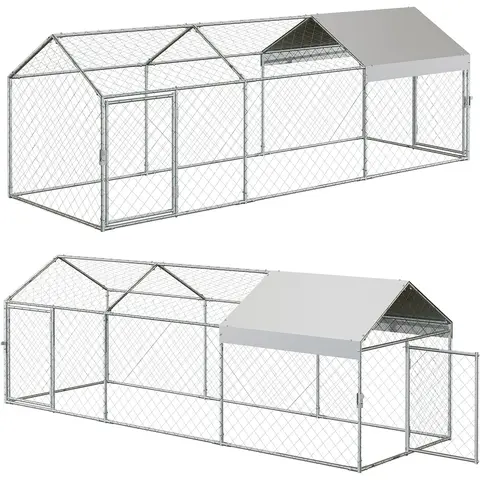 120"x40"x40" Large Walk-in Metal Chicken Coop with Waterproof Anti-UV Cover Outdoor Chicken Run for Chickens Ducks Rabbits Geese