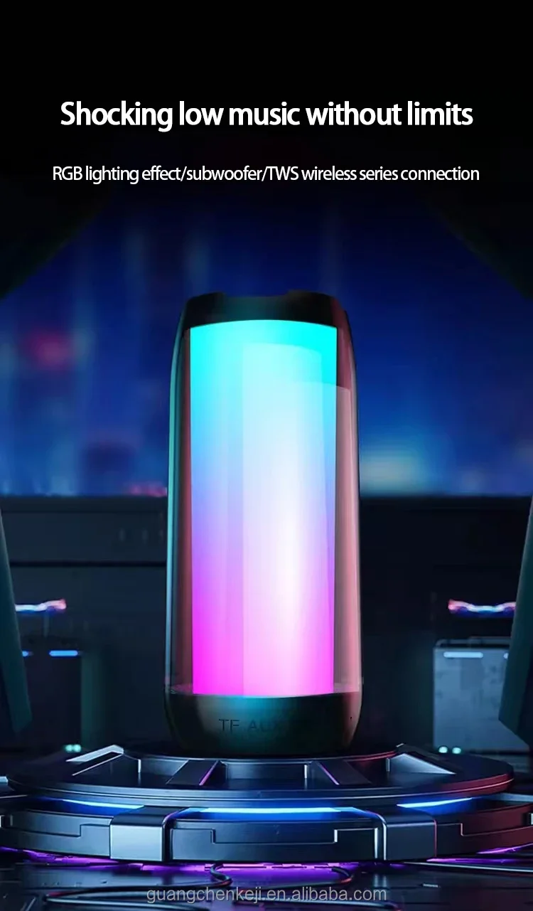 2024 Portable Outdoor Stereo Sound Wireless Small Speaker Colorful LED Light BT 5.3 Wireless Speaker