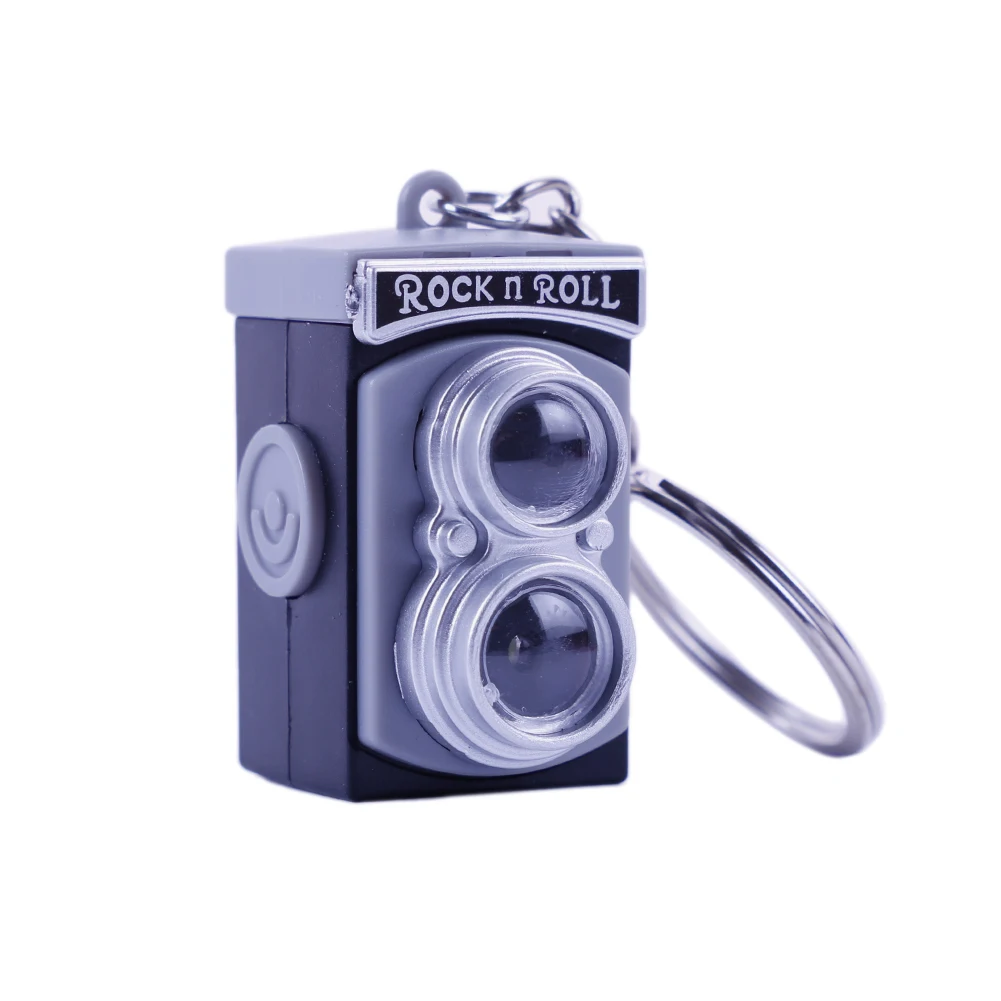 Retro Camera Model with Sound and Light Keychain Photographer Gift Key Chain Creative Mini Vidicon Keyring Baby Photo Prop Camer