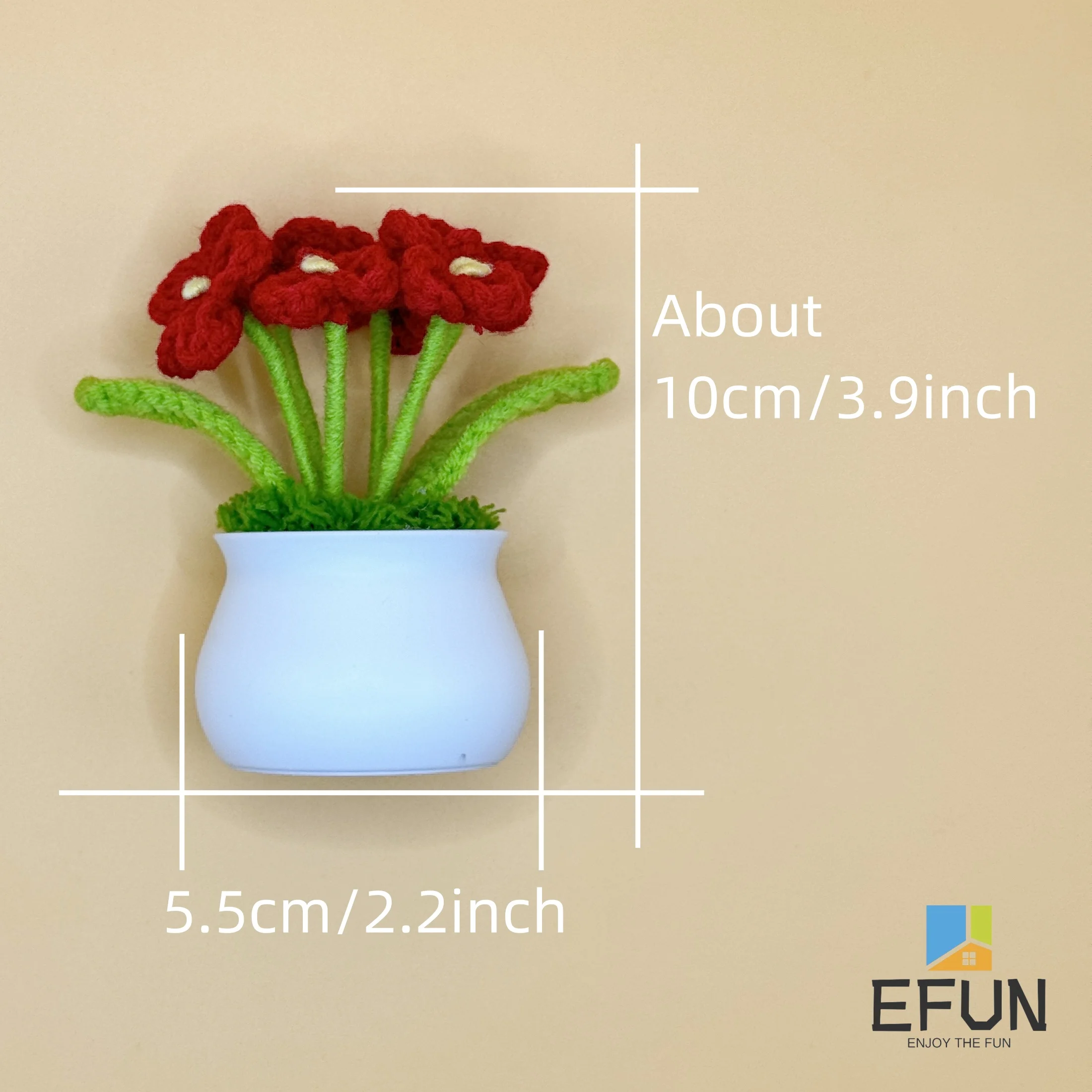 1pc Crochet Forget-me-not In Pot, Efun Handmade Knitted Artificial Flower, Colorful Flower Ornament Decor For Festival, Party