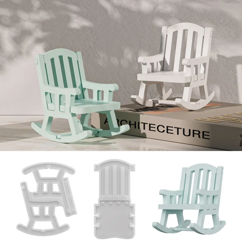

Diy Chair Prop Decoration Epoxy Mold European Style Wooden Vintage Rocking Chair Plaster Silicone Mold