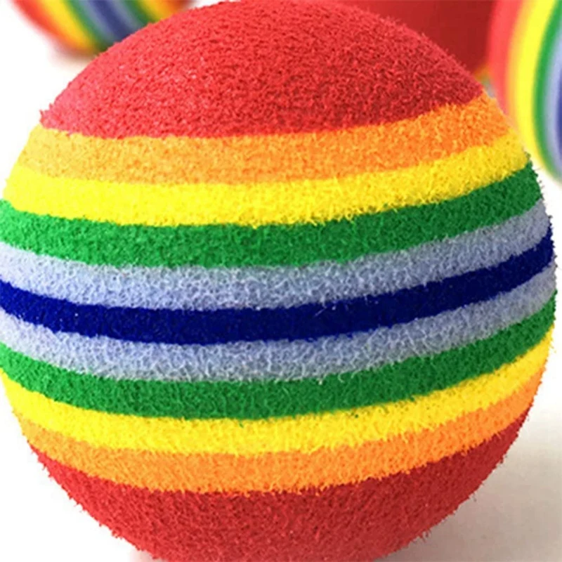 25Pcs 3.5CM Cat Toy Balls Interactive EVA Soft Foam Rainbow Kitten Toys Ball For Outdoor Play Activity Chase Training