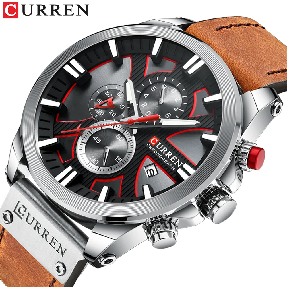 

2022 New Mens Watches CURREN Top Brand Luxury Leather Casual Quartz Watch Men's Sport Waterproof Clock Watch Relogio Masculino