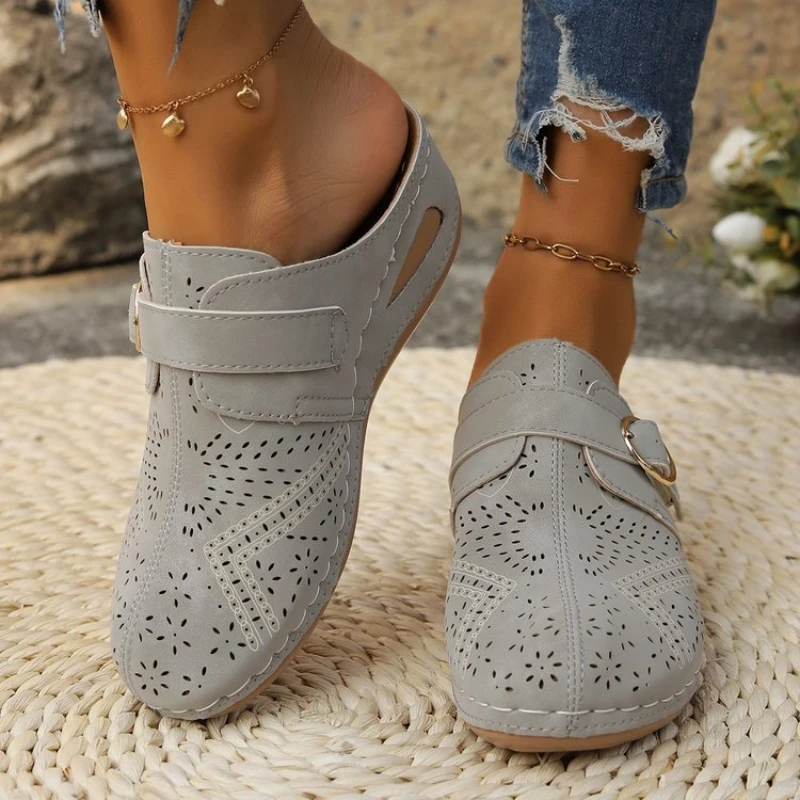 Zapatillas de mujer 2024 nueva moda de verano zapatillas de plataforma con punta cerrada sandalias deslizantes zapatos de mujer zapatillas de cuña diapositivas para mujer