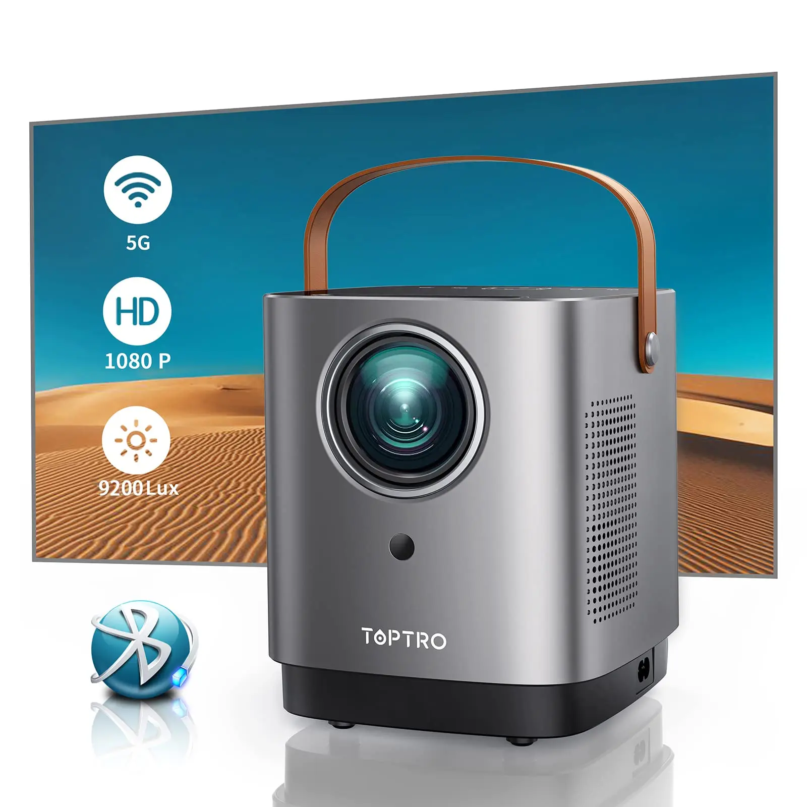 TOPTRO-projector Draagbare 5G WIFI Bluetooth-projector 18000 lumen 1080P Ondersteunde thuisbioscoop Buitenprojector Stofdicht