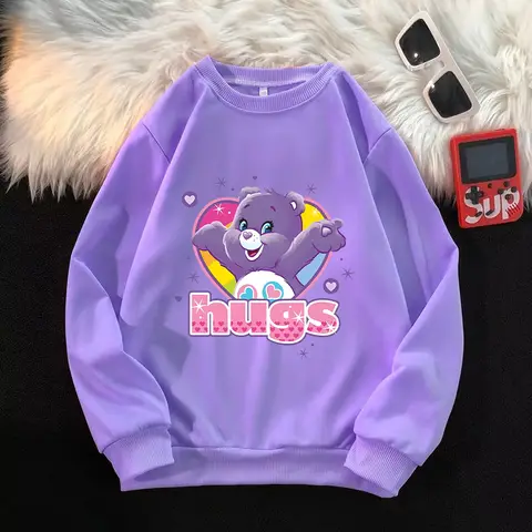 Care Bears Kids Thin Sweatshirt Cartoon Anime Streetwear Boys Girls Fashion Clothes Children Autumn Long Sleeves Birthday Gifts