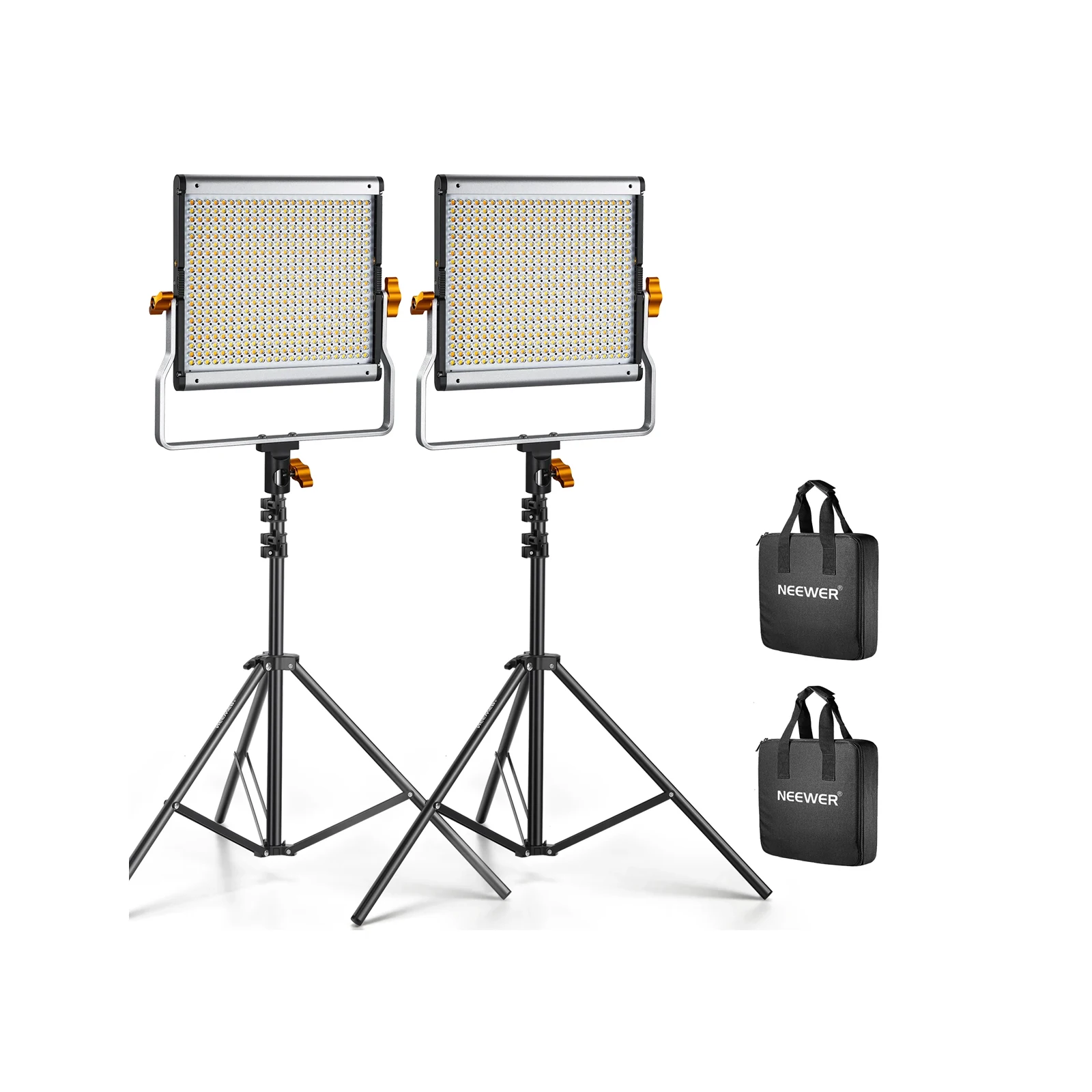 2 Packs NL480 Dimmable Bi-Color 480 LED Video Light And Stand Lighting Kit 3200~5600K CRI 96+ LED Panel With U Bracket