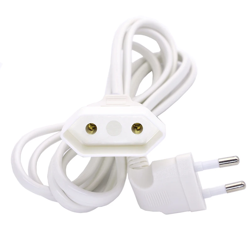 1pcs EU Power Adapter Cord,90 Degree Angled European Round 2Pin Male to Female Plug Power Cable For UPS PDU 1.8m Black / White