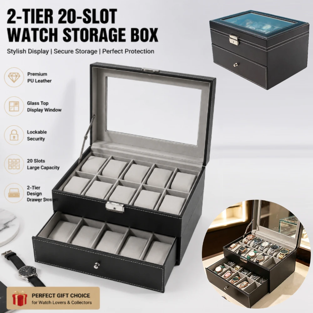 boite-de-rangement-pour-montres-a-2-niveaux-et-20-emplacements-verrouillable-avec-fenetre-en-verre-pour-la-presentation-et-le-stockage-de-collections-de-montres