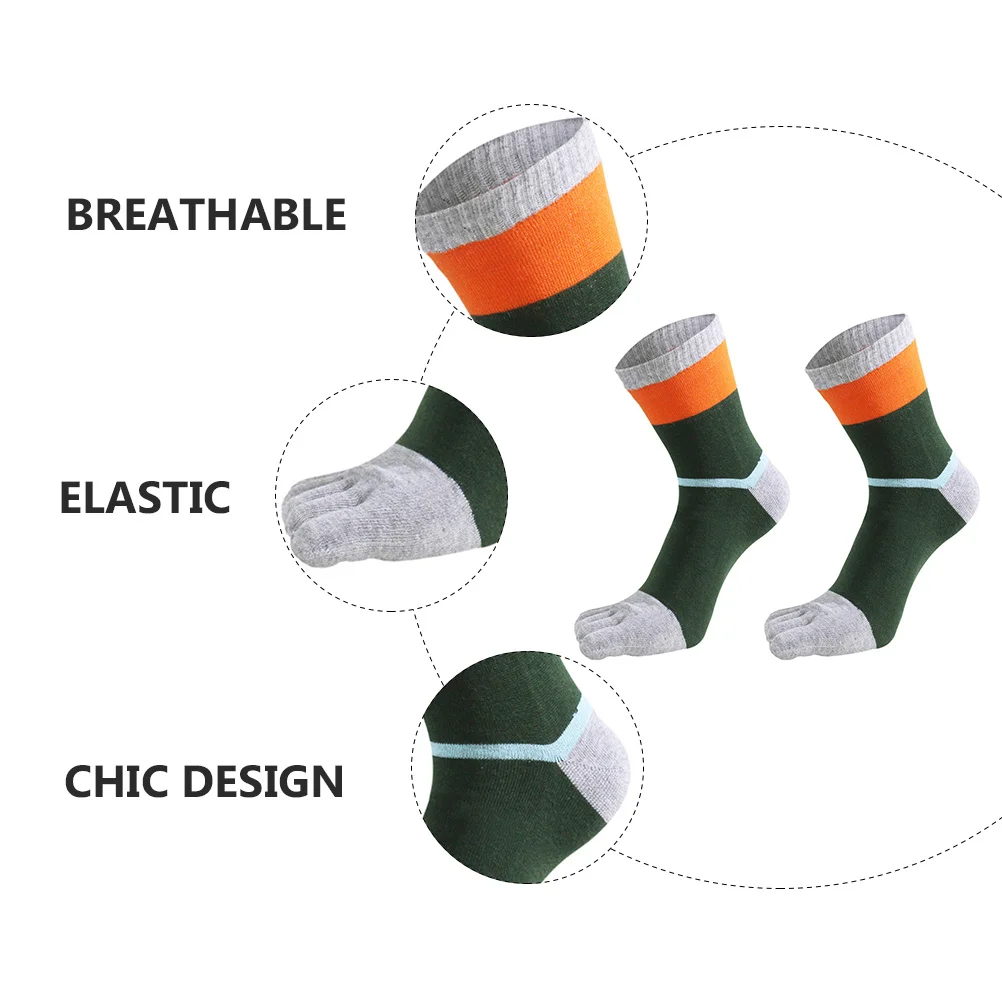 

1 пара носков с пятью пальцами, хлопковые дышащие эластичные мягкие прочные носки средней длины с высокой талией для мужчин, праздничный подарок