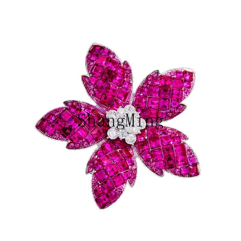 

DSA Premium Sense Flower Brooch Copper Alloy Zircon Suit Coat Accessories