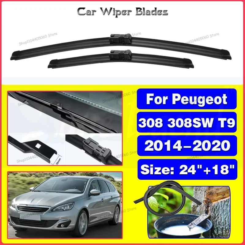 Lâminas de limpador dianteiras para peugeot 308 308sw t9 2014 2015 2016 2017 2018 2019 2020 pára-brisas janela dianteira 24''18''