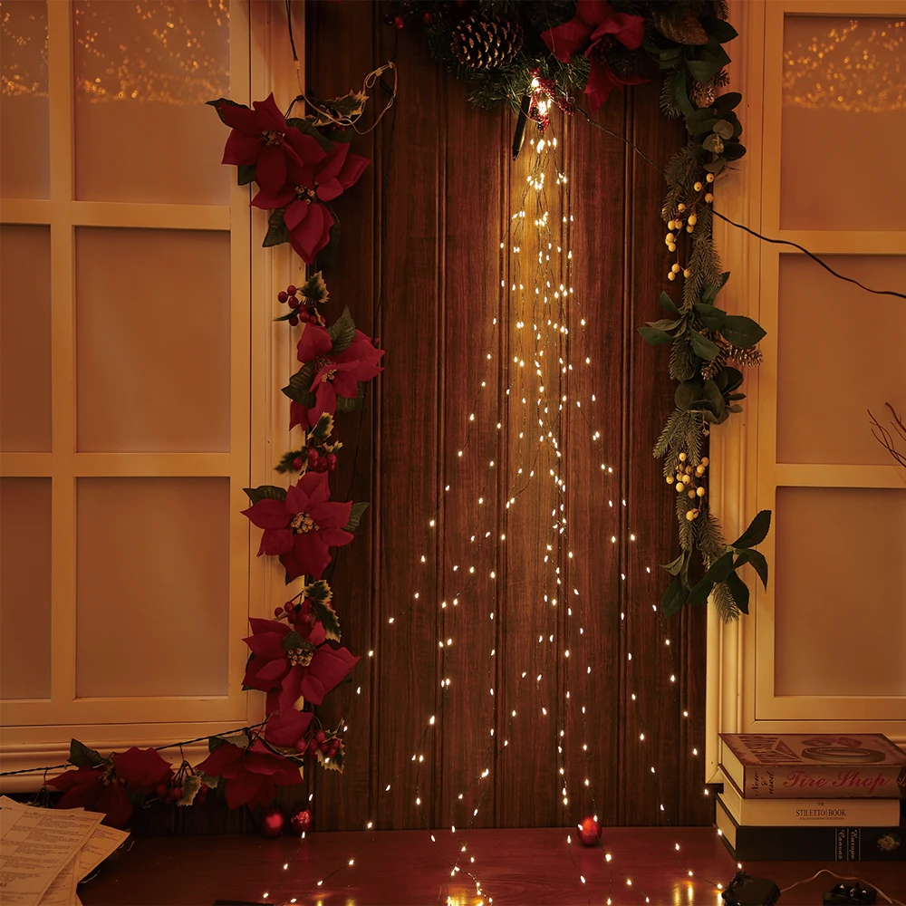Led Waterfall Lights 2M Outdoor Tree Garlands Green Garden Christmas Fairy String Lanterns Waterfall Bedroom Wedding Decoration