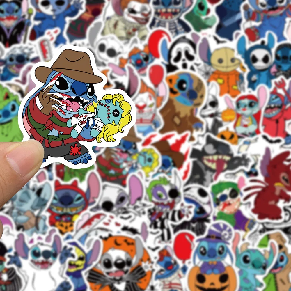 10/50pcs Funny Disney Halloween Stitch Horror Character Anime Stickers DIY Scrapbook Notebook Phone Laptop Luggage Sticker Toy