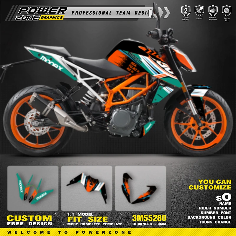 

PowerZone For KTM DUKE 125 390 2017-2020 Custom Team Graphics Backgrounds Decals Stickers Kit Motorcycle SUPERMOTO