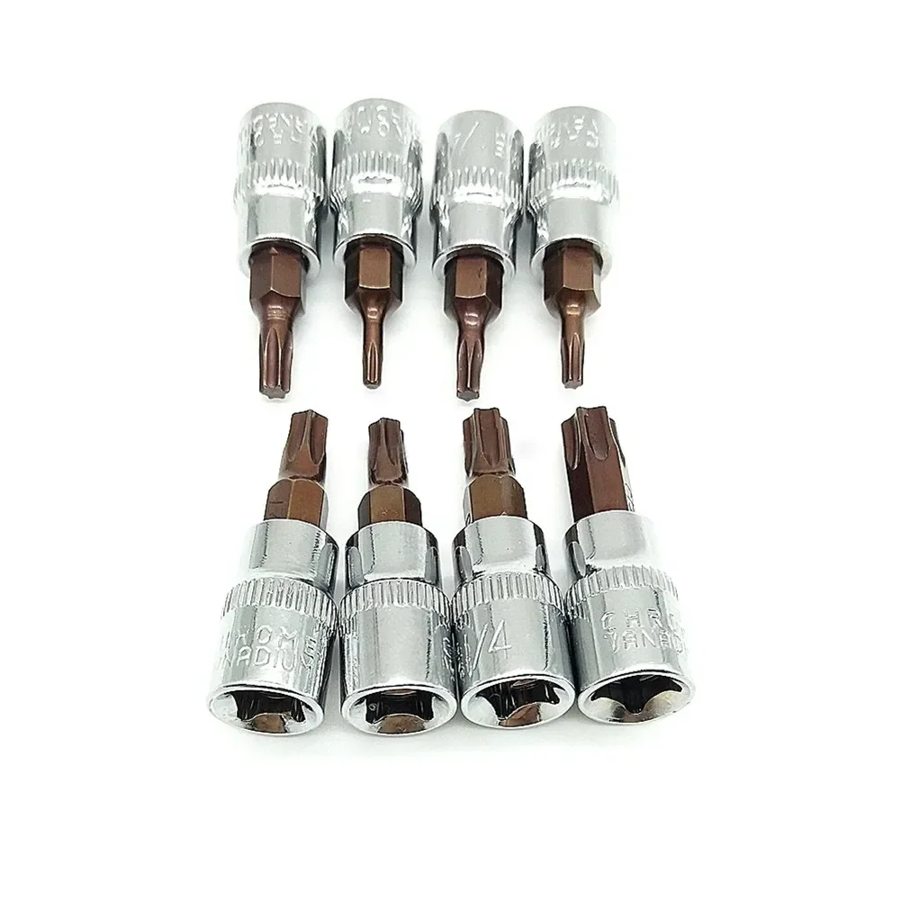 1pc torx chave de fenda bit 1/4 Polegada unidade soquete catraca chave adaptador ferramentas manuais t8 t10 t15 t20 t25 t27 t30 t40