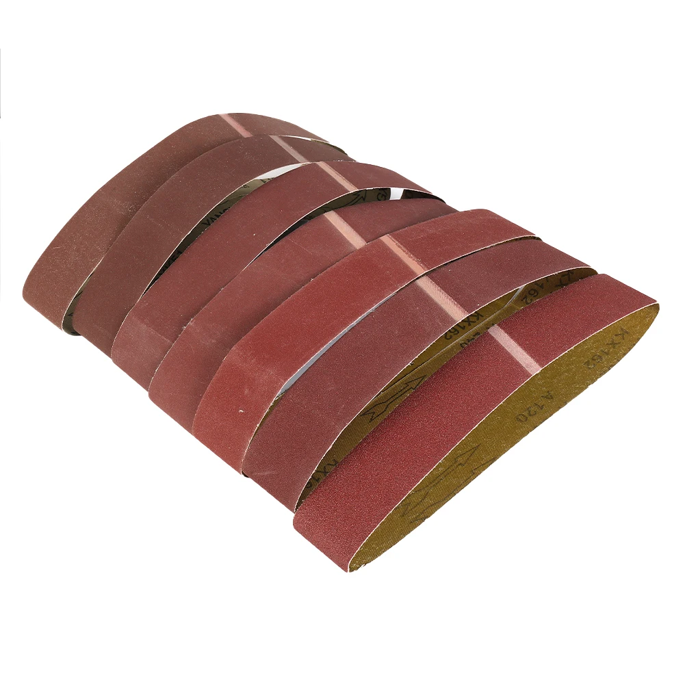 7-個のサンディング研磨ベルト-50x686mm-グリット範囲-120-1000-金属、木材、革、布の表面に使用可能