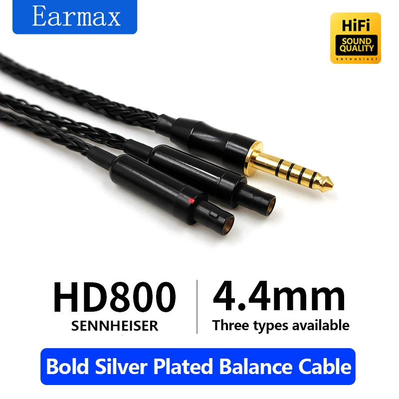 For Dharma D1000 Sennheiser HD800s HD820 HD800 Replaceable Headsets 16 Strand 2.5mm 4.4mm Black Balanced OCC Silver Plated Cable