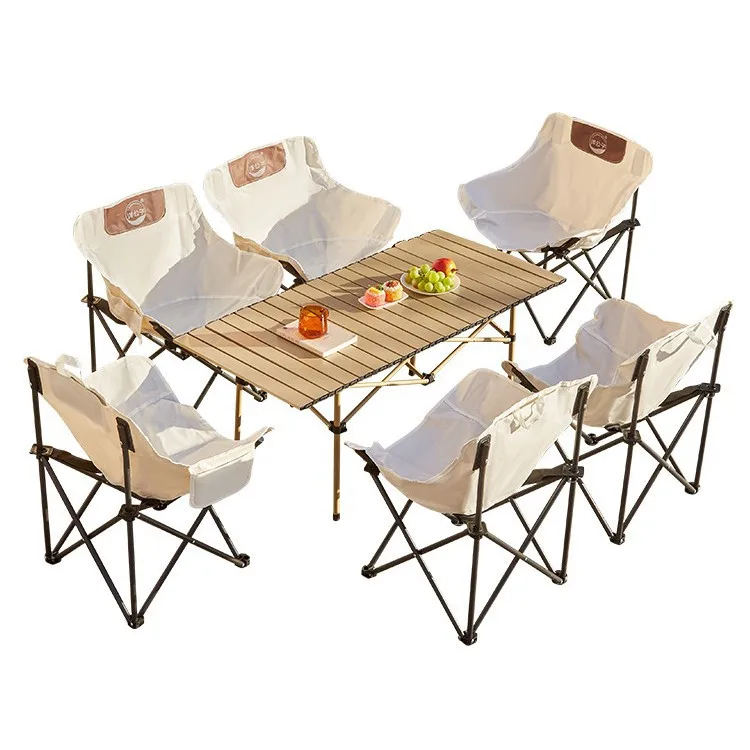 Young Master Yang Outdoor Camping Set Folding Table and Chair Combination Moon Chair Egg Roll Table Set One Piece Hair Factory