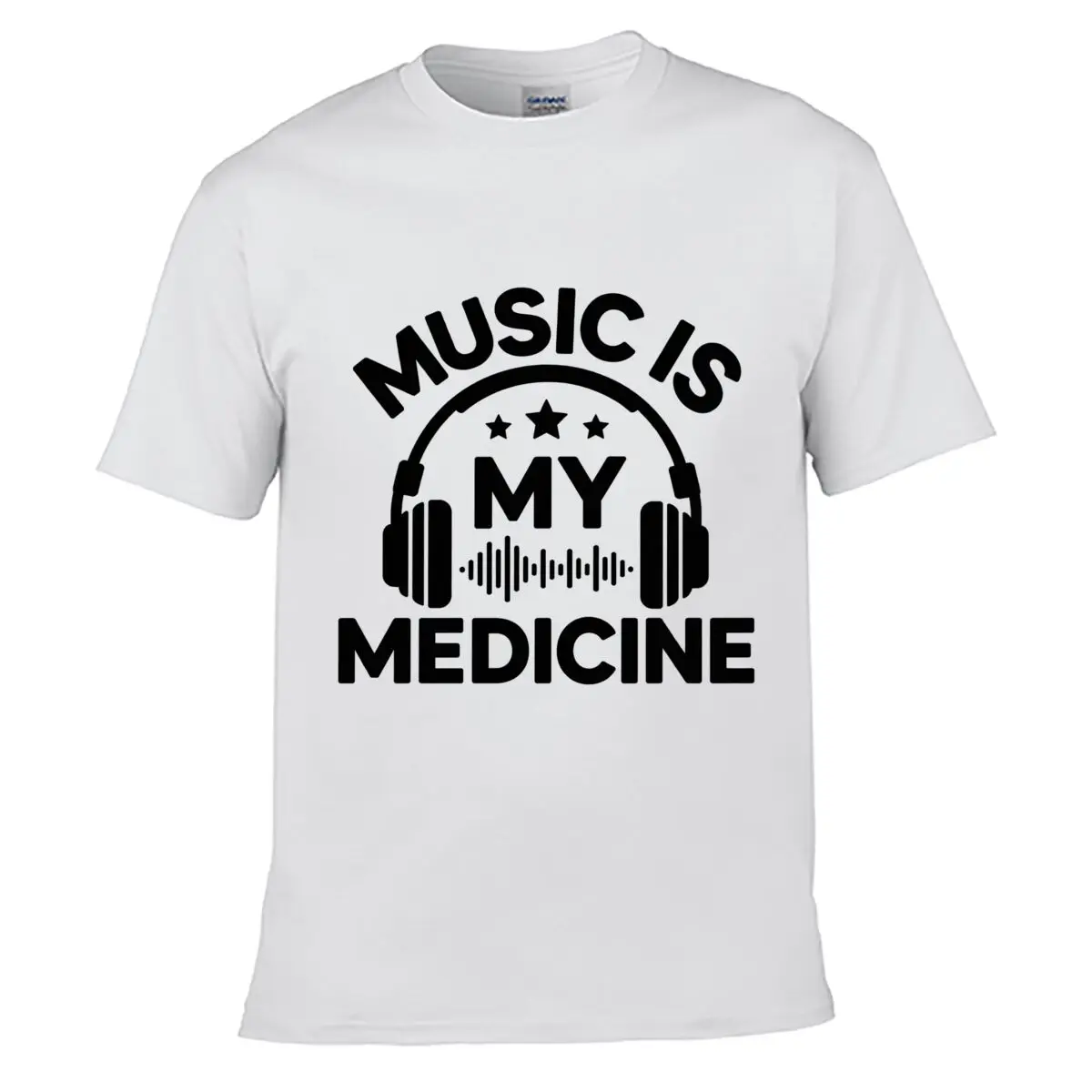 Music Is My Medicine Headphones Soundwave Three Stars Design short-sleeved T-shirt