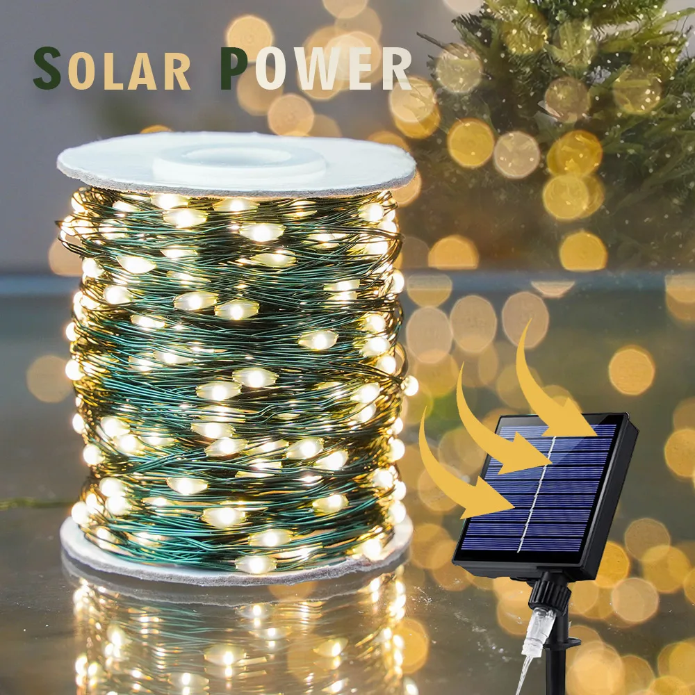 

300M Solar Powered Outdoor Garland LED Fairy String Lights 8 Mode Waterproof Garden Patio Lamp For Christmas Camp lighting Decor