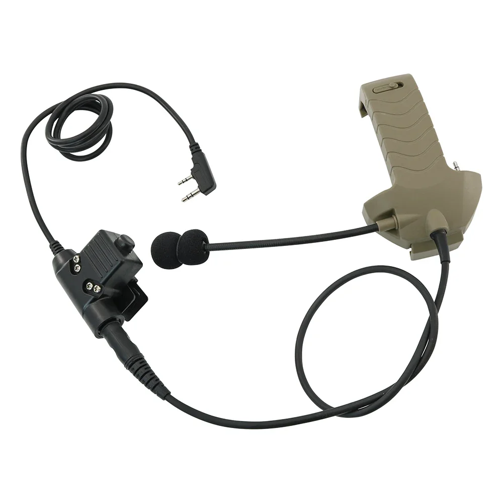 Tactical Headset Microphone Y-Line Kit for Walker's Razor Electronic Earmuffs with Tactical U94 PTT for Baofeng Walkie-talkies