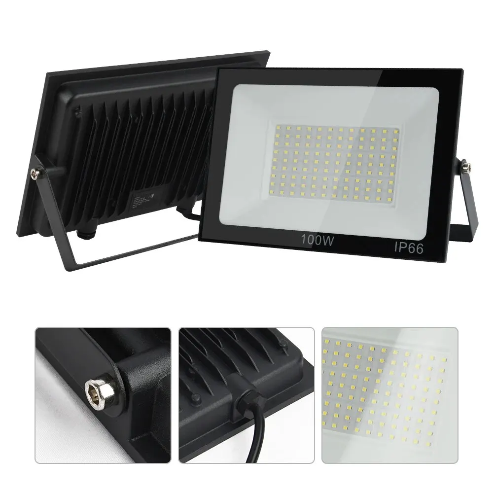 Reflektor LED światło halogenowe AC220V 100W 50W IP66 wodoodporna dioda LED czarna obudowa ogrodowa brama uliczna reflektory ścienne