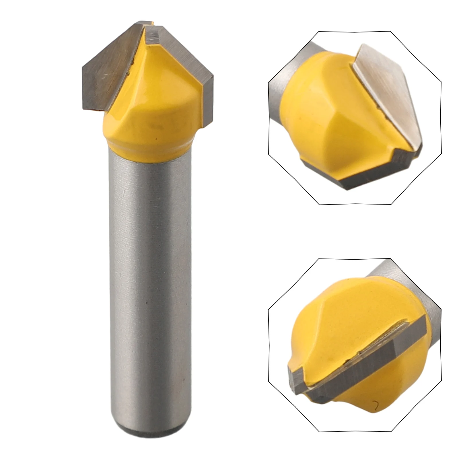 Milling Cutter Router Bit MDF Trimming Chamfer PVC Acrylic Engraving 8*1 2*2.5MM 8mm Shank Carbide Silver Yellow