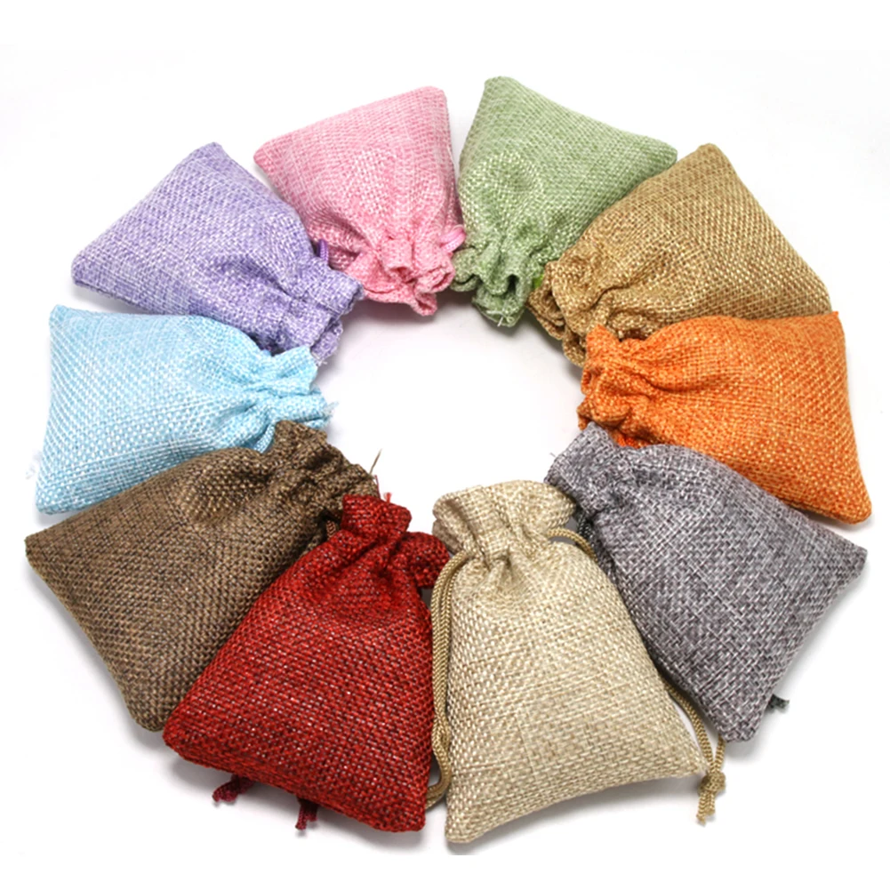 1 Pc High Quality Linen Storage Drawstring Bags Christmas Gift Package Small Pouch Home Organize Cotton Sacks