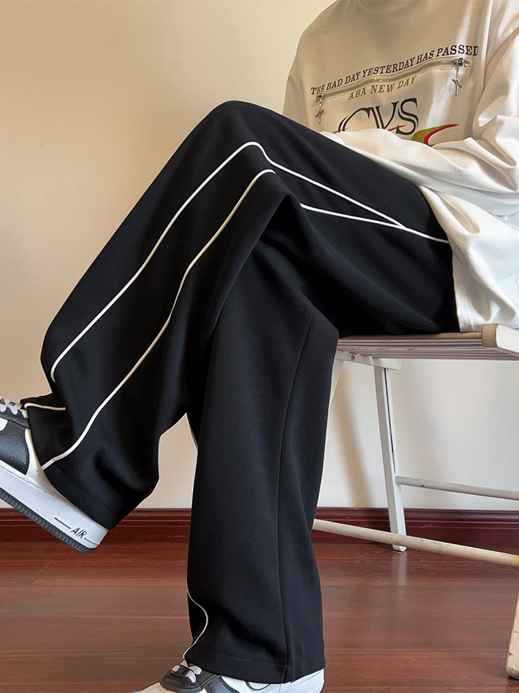 

Loose Straight Leg Casual Pants for Men Autumn Spring Faion Brand Teenagers Sports Sweatpants Cotton Polyester Blend