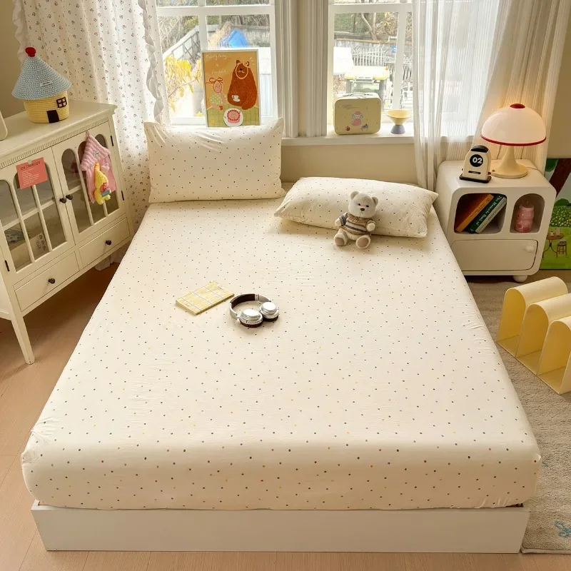 Dormitory fitted sheet three-piece set, dust mattress protective cover, four-season universal three-piece set