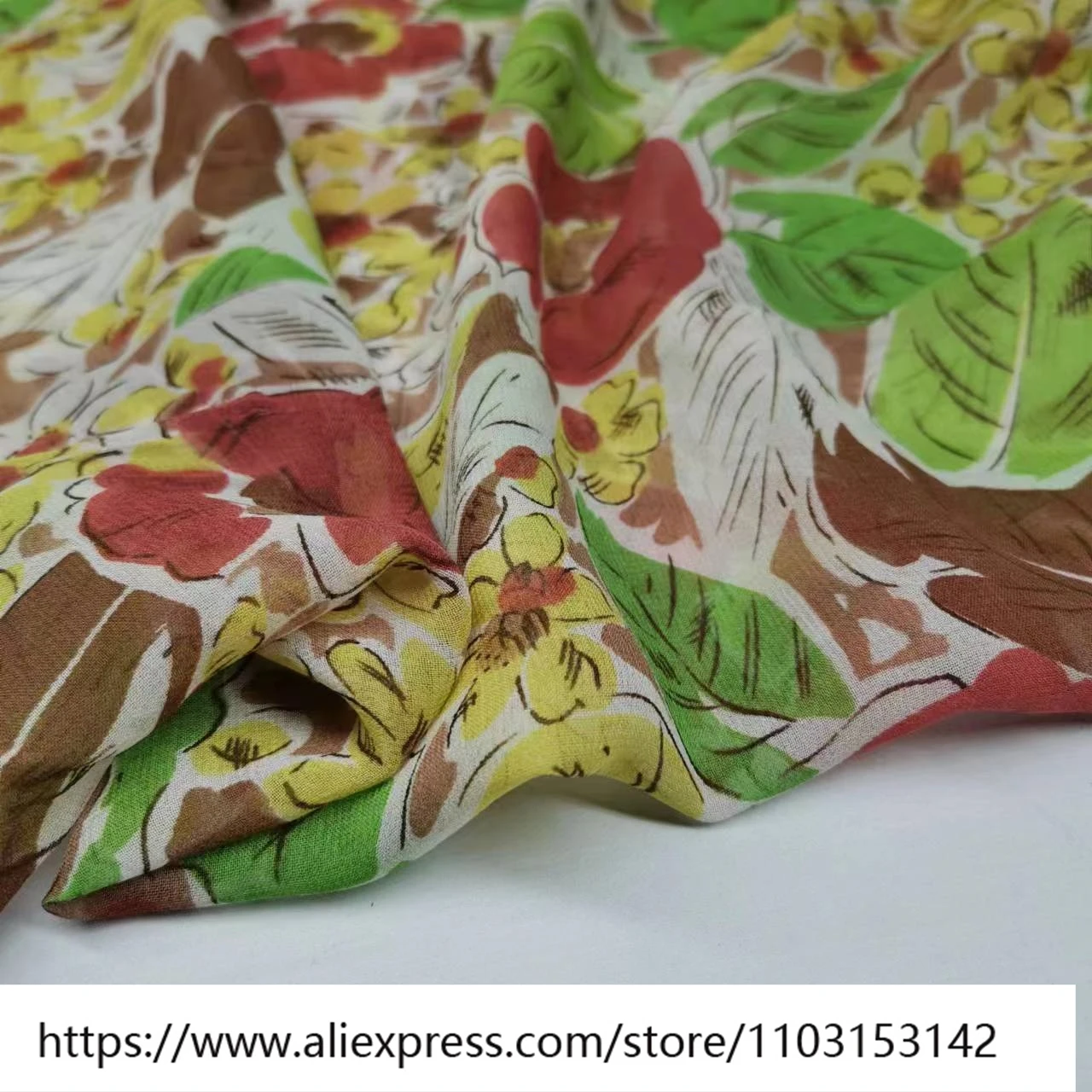 

Летняя легкая и слегка прозрачная шелковая ткань с принтом Qiao Qi, модная дышащая ткань 9momme