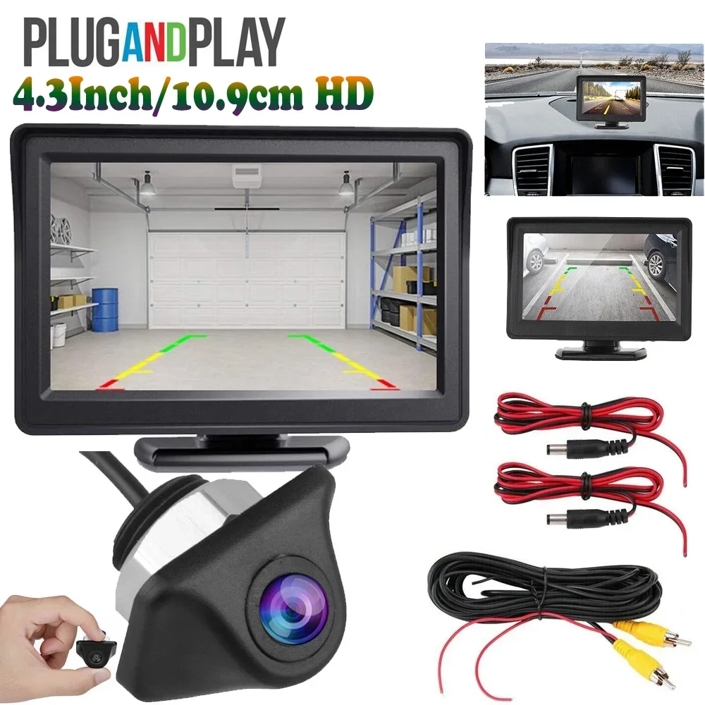 Car Rear View Backup Camera Waterproof HD Camera 4.3inch HD Display lCD Monitor Full Set Parking system For Pickup Van RV