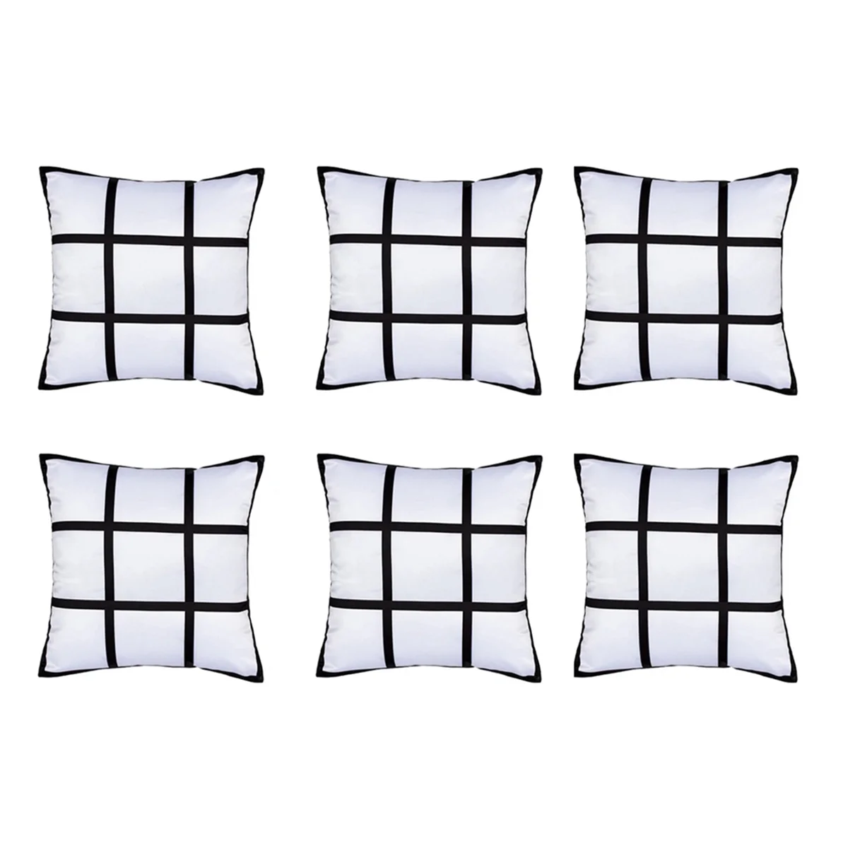 6Pcs Sublimation Blank Panel Pillow Case DIY Polyester Cushion Cover 9 Photo Heat Transfer Printing Throw Pillowcase,L