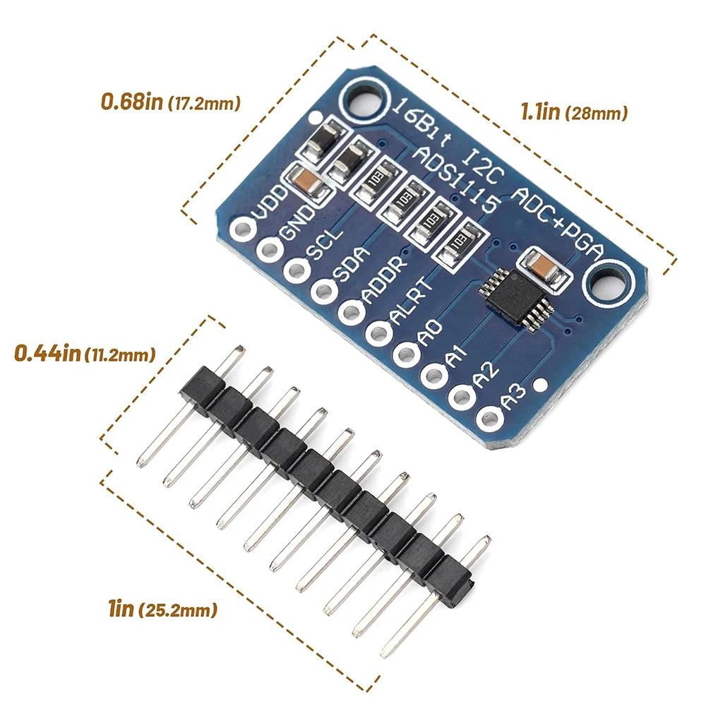 3-Pack ADS1115 16-Bit ADC Module – 4-Channel I2C Analog-to-Digital Converter with PGA  for Arduino Raspberry Pi