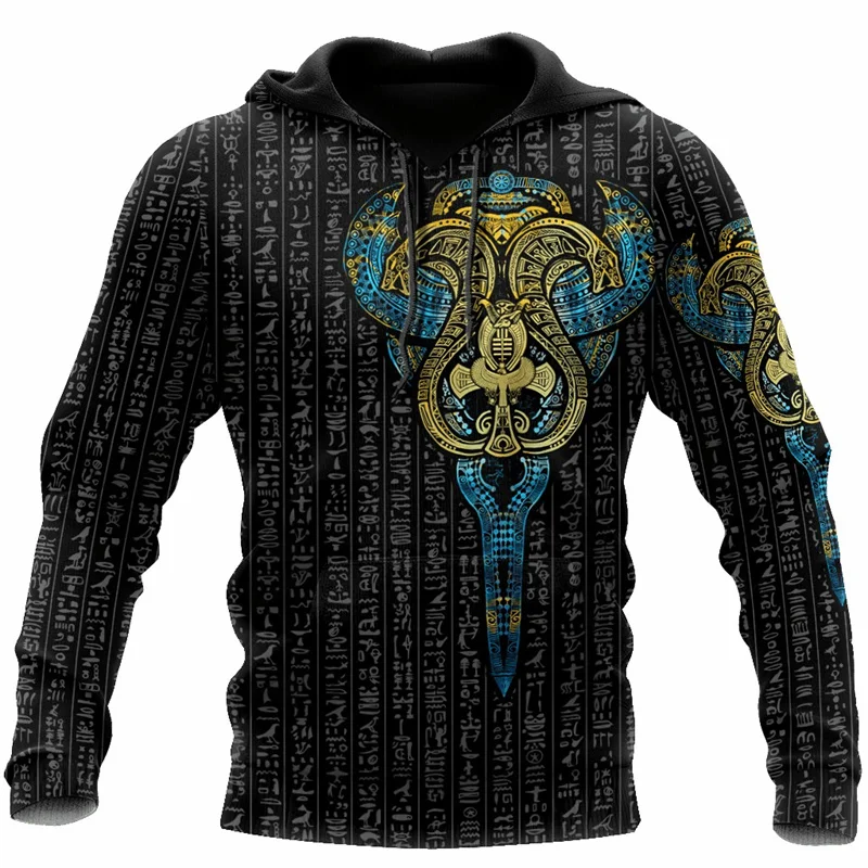 Anubis Egypt Graphic Hoodie For Men Retro 3D Printed Long-Sleeved Pullover Spring Autumn Loose Hoodies Sweatshirt Streetwear Top