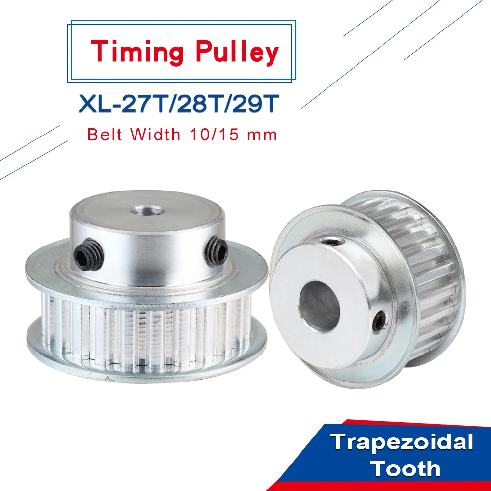 XL 27T 28T 29T  Pulley Wheel Trapezoidal Tooth BF Shape Bore Size 6-20 mm Aluminum Alloy Pulley  Pitch 5.08 mm Belt Width 10 mm