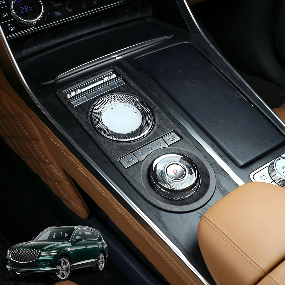 

For Genesis GV80 2021-2024 Wood Grain Style Central Console Cup Holder Panel Cover Trim Accessories LHD ﻿