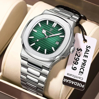 POEDAGAR Fashion Square Dial Quartz Watch for Men Stainless Steel Waterproof Luminous Date Mens Watches Top Brand Luxury Clock