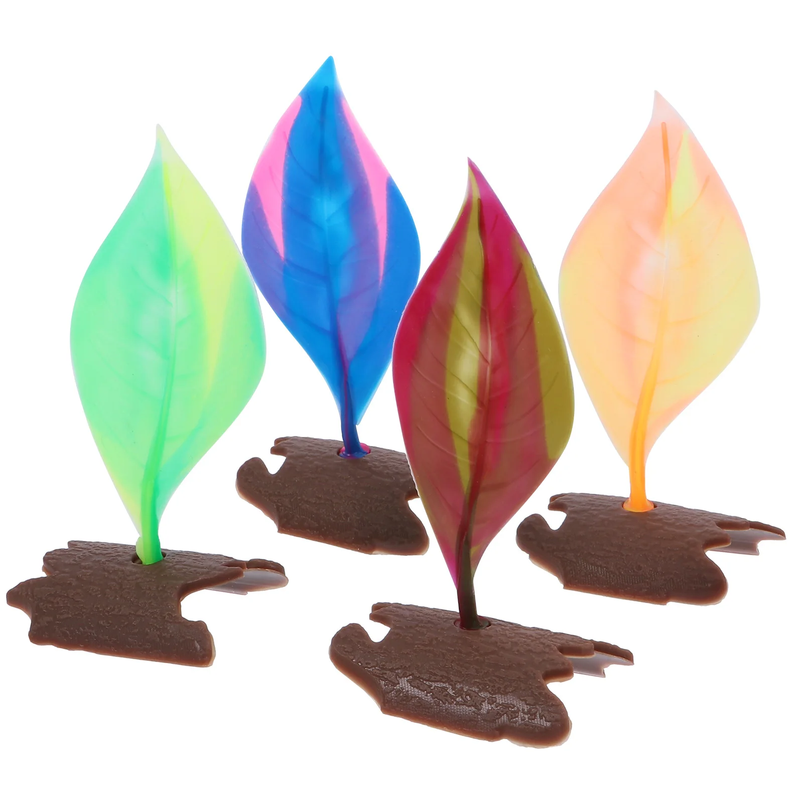 

4 Pcs Fish Resting Aquarium L scape Leaves Leaf Pads Colorful Simulation Leaves Aquarium L scape Safe Durable