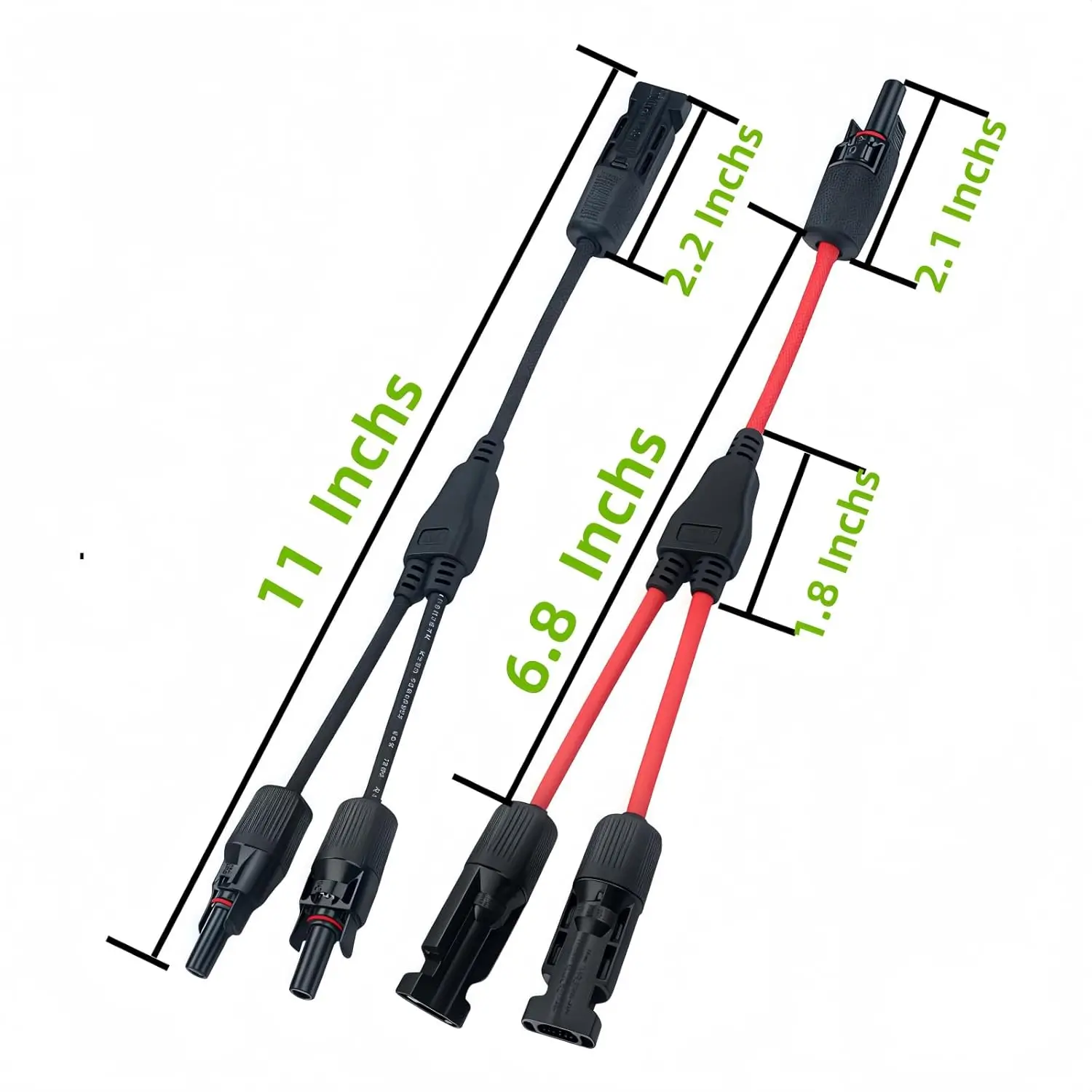 2Pair Solar Connectors 1-to-2 Waterproof Parallel Adapter 10AWG tinned Copper Cable Plug Connector for Solar photovoltaic Panels