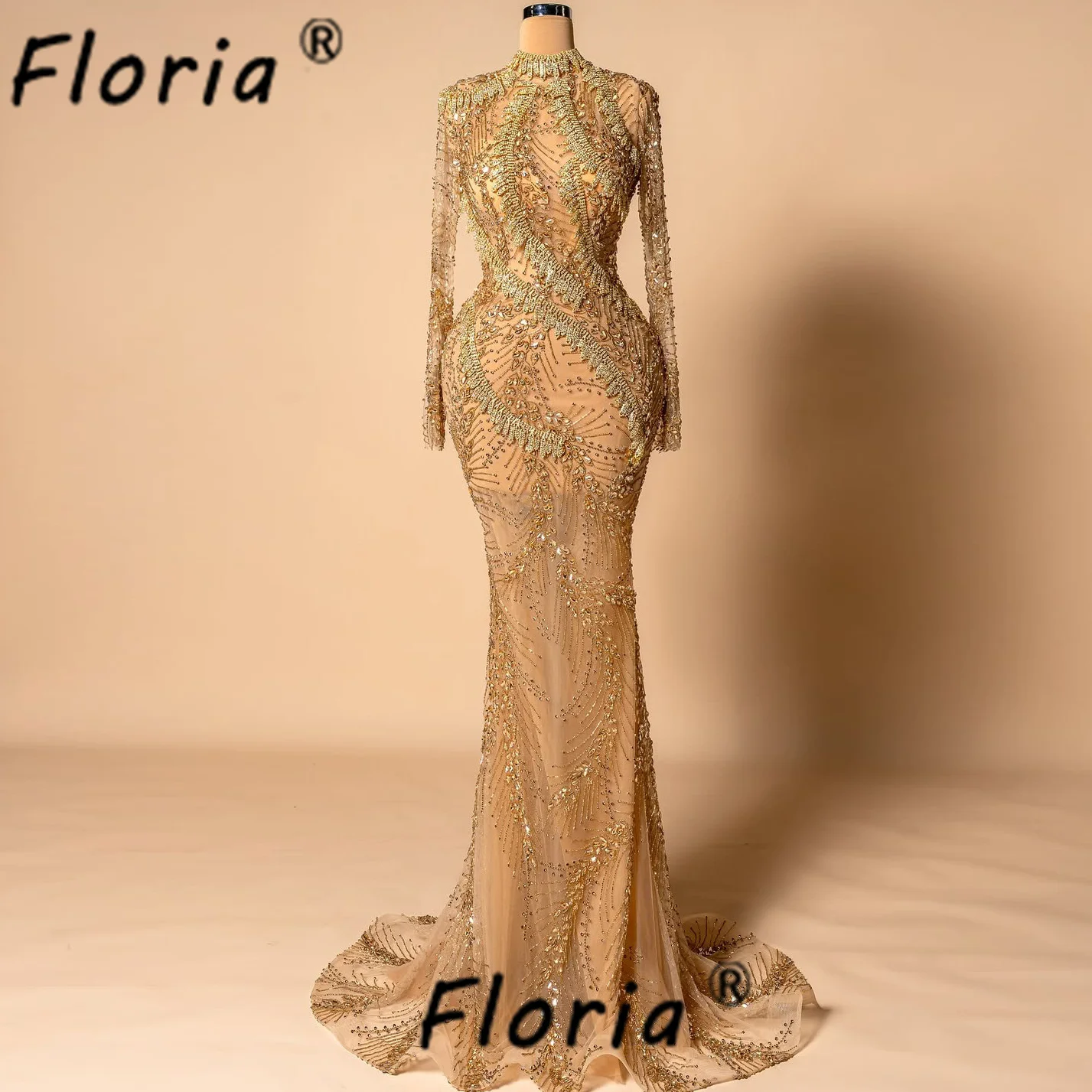 Special Design Tassels Evening Dress Mermaid Crystal Chain Gold Gala Party Dress Illusion Customized Robe de soriee femme 2025