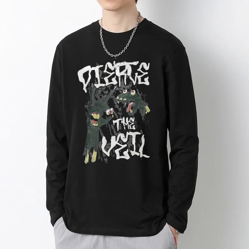 

Autumn Long Sleeved T Shirts Men Korean Oversized T-Shirt Harajuku Streetwear Dark Academia Hip Hop T Shirts Y2K Clothes Man Top