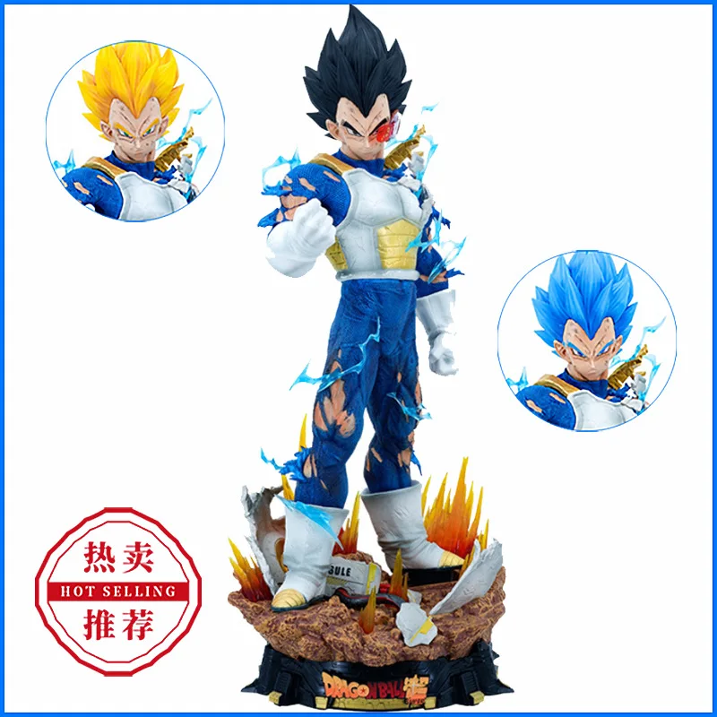 

Dragon Ball Lx Super Saiyan Super Blue Vegeta Four Head Carving Handmade Anime Model Ornament Can Shine Desktop Ornament Cool