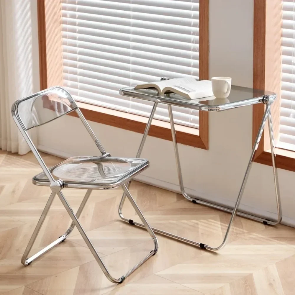 AcrylicTransparent Folding Chair INS Style Simple Design North Europe Folding Dining Chair Household Outdoor Home Office Chairs