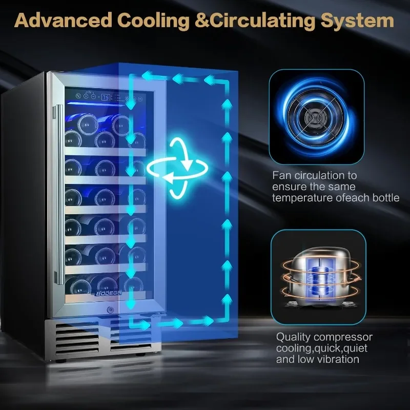 Refrigerador de vino con puerta de vidrio de doble capa, Mini nevera, enfriador de vino con Control de Chip inteligente